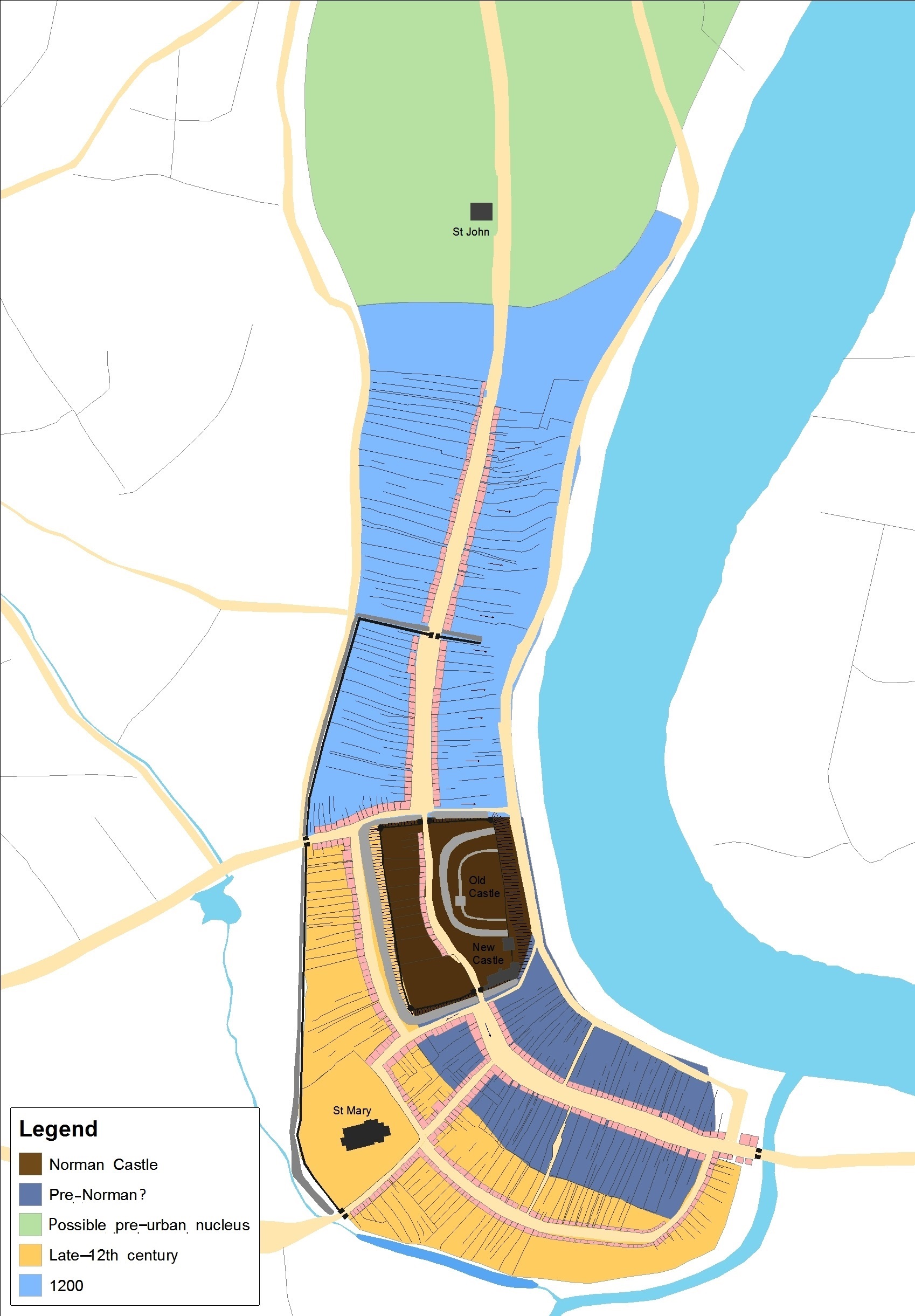 Medieval Swansea growth phases